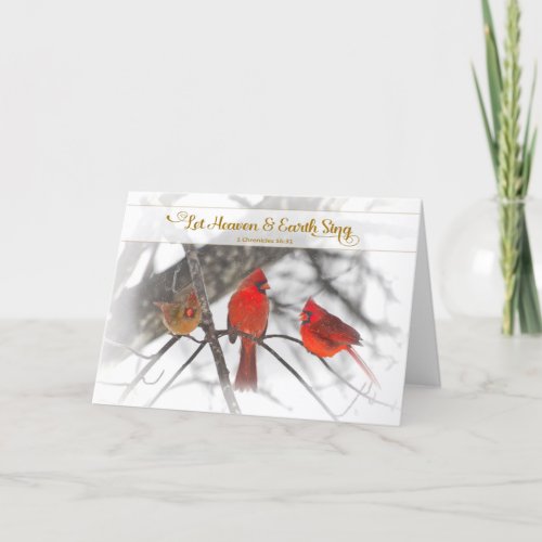 Christmas Christian Verse Snow Red Cardinals Card