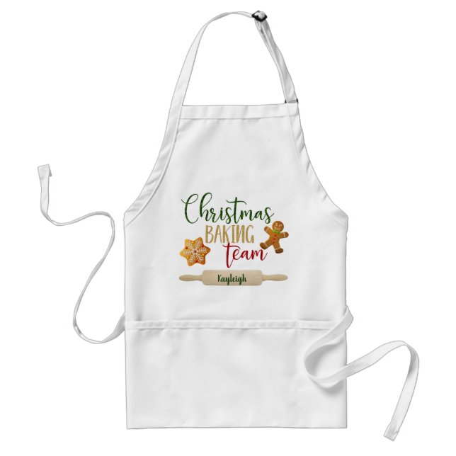 Christmas - "Christmas Baking Team"- Personalize Adult Apron (Front)