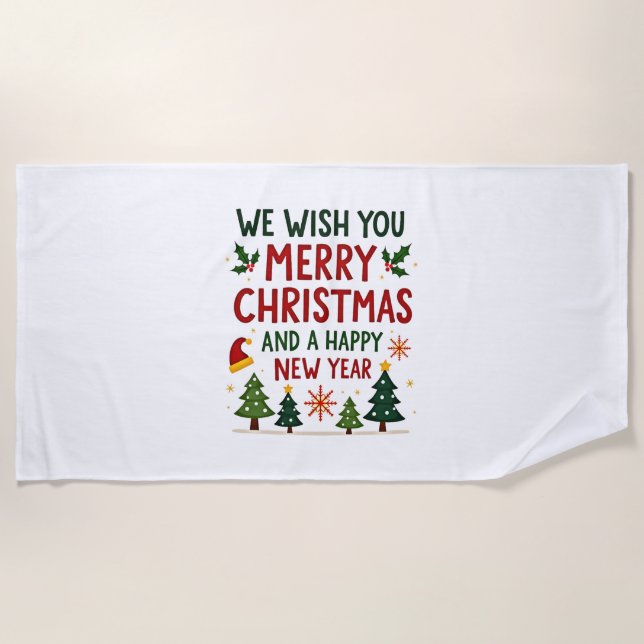 Christmas Christmas Christmas Christmas Christmas  Beach Towel (Front)
