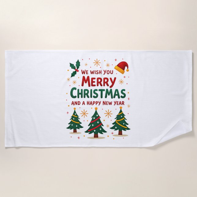 Christmas Christmas Christmas Christmas Christmas  Beach Towel (Front)