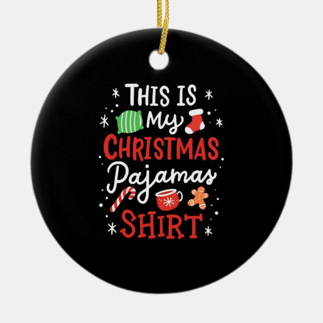 Christmas Christmas Pajama Ceramic Ornament (Front)