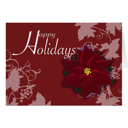 Christmas Christmas Poinsettia Happy Holidays card (Front Horizontal)