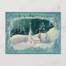 CHRISTMAS CHURCH by SHARON SHARPE Holiday Postcard