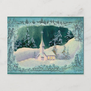 CHRISTMAS CHURCH by SHARON SHARPE Holiday Postcard