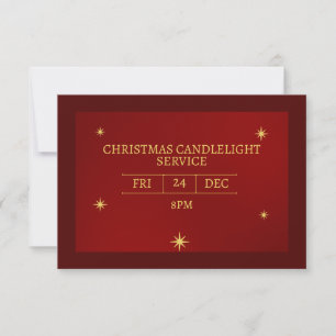 Christmas Church Candlelight Service Gold Invite