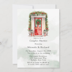 Christmas Church Door Winter Scene Couples Shower Invitation