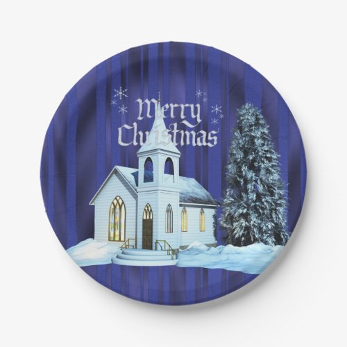 Christmas Church Holiday paper plate