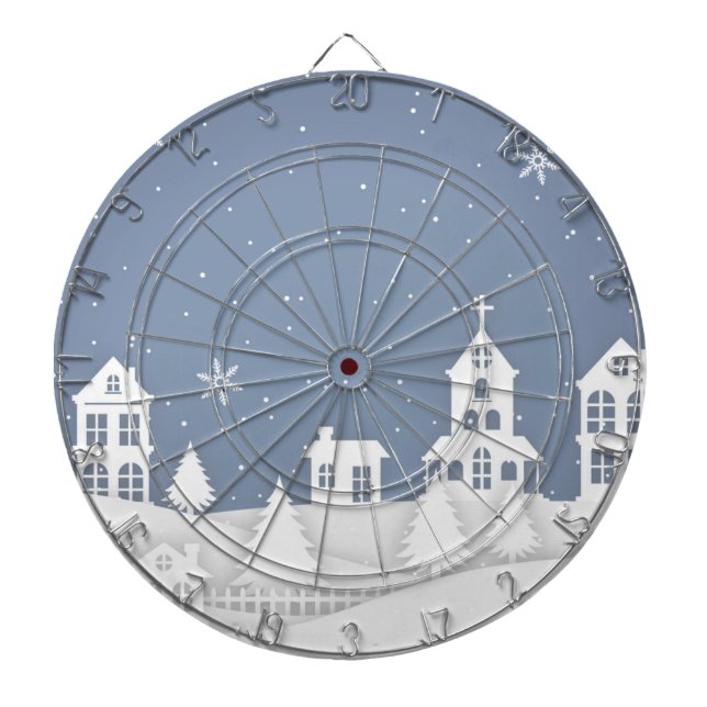 Christmas Church Landscape Dart Board (Front)