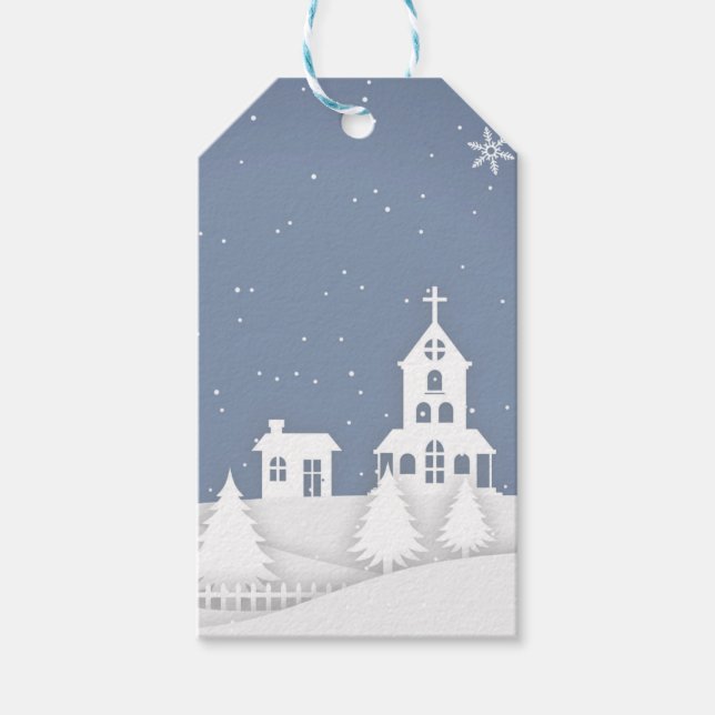 Christmas Church Landscape Gift Tags (Front)