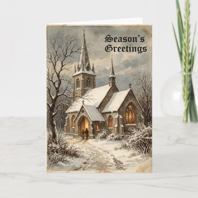 Christmas Church Scene Card (Front)