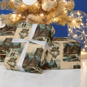 Christmas Church Victorian Carols Bells Christian Wrapping Paper