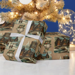 Christmas Church Victorian Carols Bells Christian Wrapping Paper