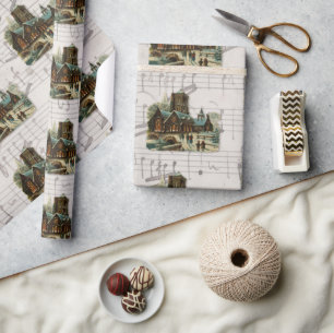 Christmas Church Victorian Carols Music Christian Wrapping Paper