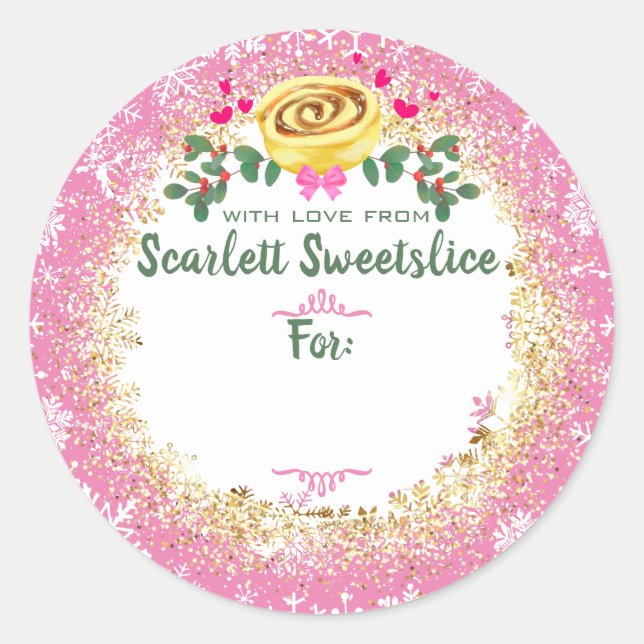 Christmas cinnamon buns baking bakery to from classic round sticker (Front)