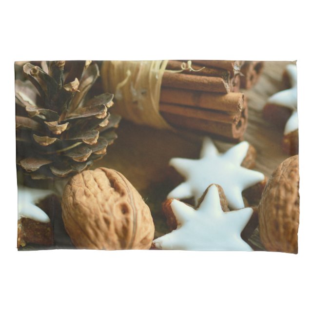 Christmas Cinnamon Sticks and Stars Pillow Case (Front)