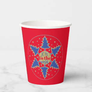 Christmas Circle of Blue Trees Paper Cups