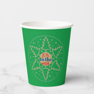 Christmas Circle of Gold Trees Paper Cups