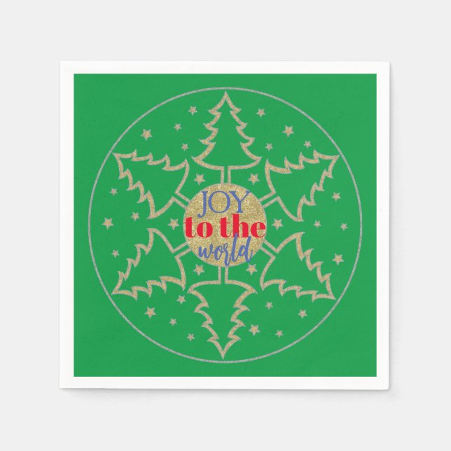 Christmas Circle of Green Trees Napkins (Front)