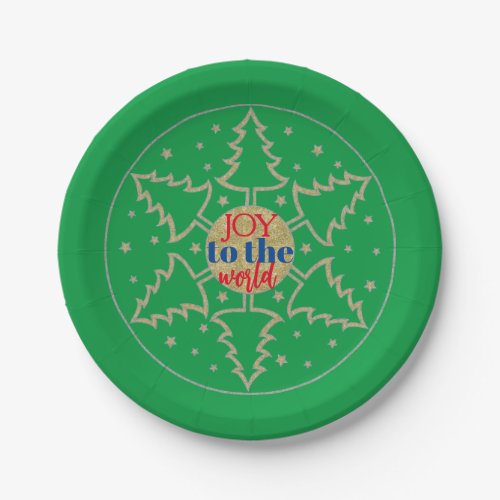 Christmas Circle of Trees Green Paper Plates