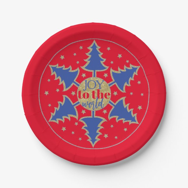 Christmas Circle of Trees Paper Plates (Front)