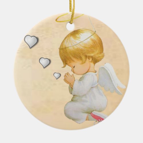 Christmas Circle Ornament Christmas Angel Ceramic Ornament