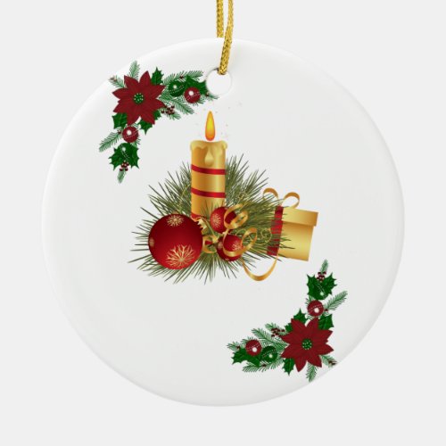 Christmas Circle Ornament Christmas Candle Ceramic Ornament