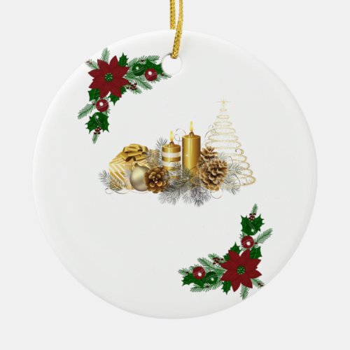 Christmas Circle Ornament Christmas Candle Ceramic Ornament