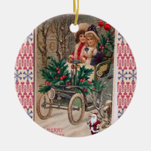 Christmas Circle Ornament Merry Christmas Ceramic Ornament