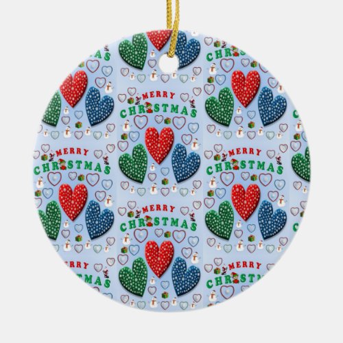 Christmas Circle Ornament Merry Christmas Ceramic Ornament