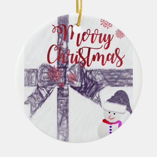 Christmas Circle Ornament Merry Christmas Ceramic Ornament