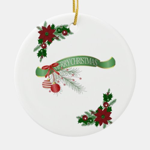 Christmas Circle Ornament Merry Christmas Ceramic Ornament