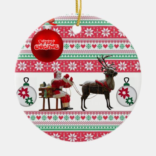 Christmas Circle Ornament Merry Christmas Ceramic Ornament