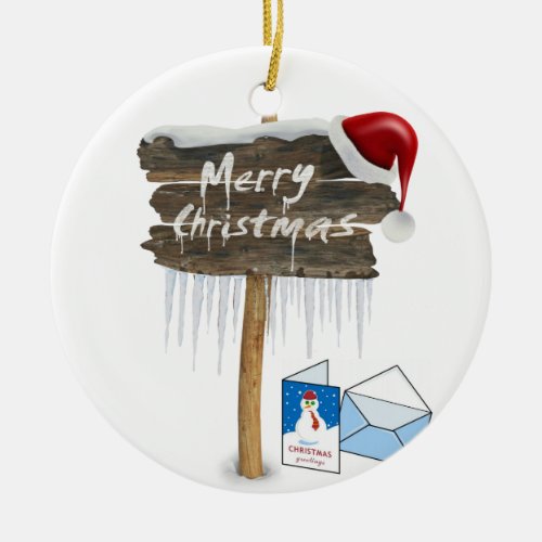 Christmas Circle Ornament Merry Christmas Ceramic Ornament