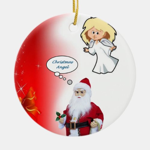 Christmas Circle Ornament Santa Ceramic Ornament