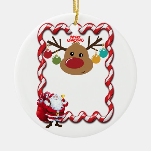 Christmas Circle Ornament Santa Ceramic Ornament