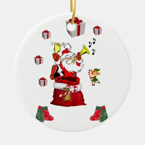 Christmas Circle Ornament Santa Ceramic Ornament