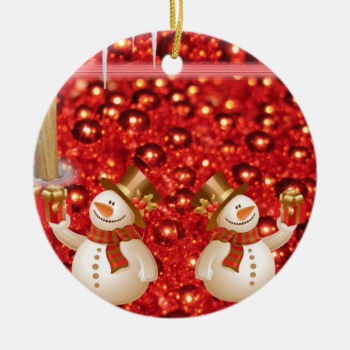 Christmas Circle Ornament Snowman Ceramic Ornament