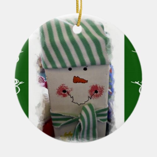 Christmas Circle Ornament Snowman Ceramic Ornament