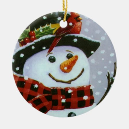 Christmas Circle Ornament/snowman Ceramic Ornament
