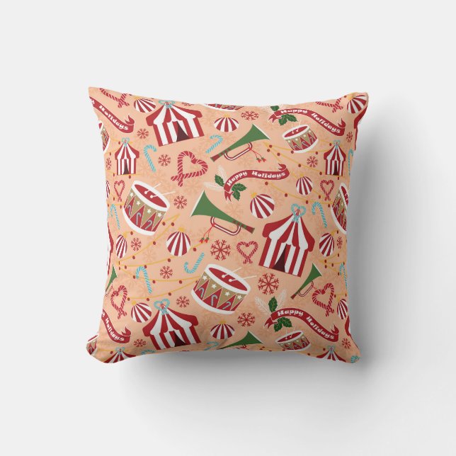 Christmas Circus Throw Pillow (Front)