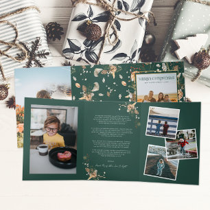 Christmas Citrus Botanical Florals 7 Photo Tri-Fold Invitation