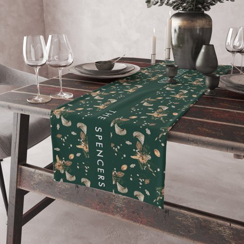 Christmas Citrus Botanical Florals  Monogram Short Table Runner