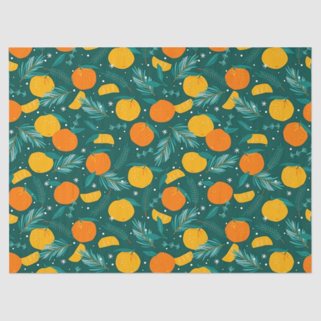 Christmas Citrus fruit pattern Tissue Paper (Front)