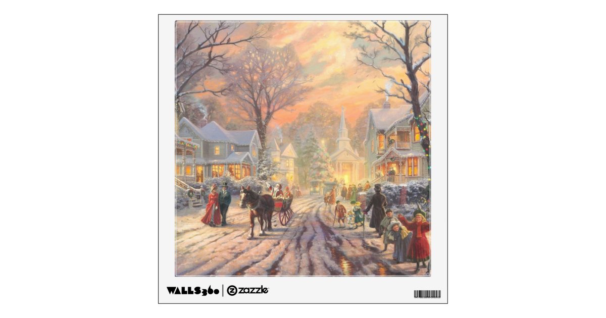 Christmas city christmas village wall decal Zazzle