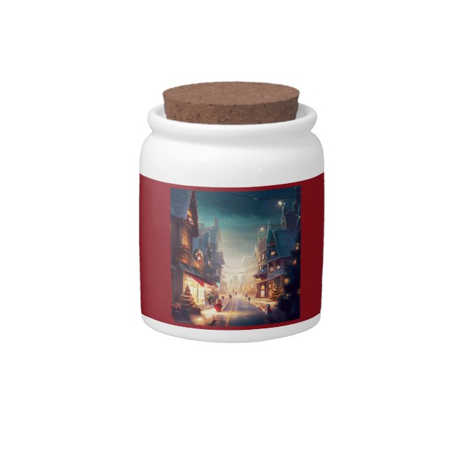 Christmas City Street 2 Candy Jar (Front)