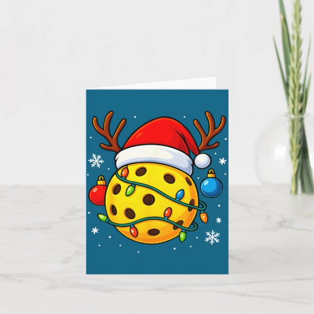 Christmas Ckleball Santa Hat Lights Srts Xmas Paja Card (Front)