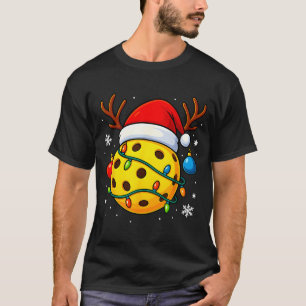 Christmas Ckleball Santa Hat Lights Srts Xmas Paja T-Shirt