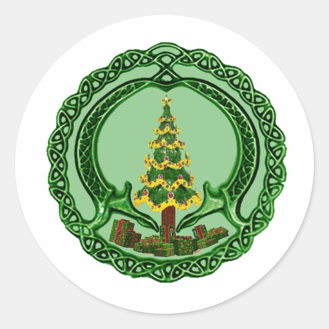 Christmas Claddagh Classic Round Sticker (Front)