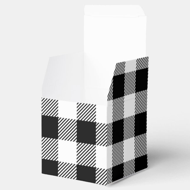 Christmas classic Buffalo check plaid pattern B&W Favor Boxes (Opened)