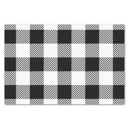 Christmas classic Buffalo check plaid pattern BW Tissue Paper